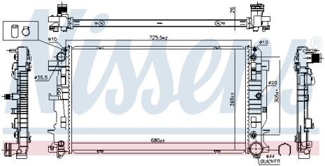 Радиатор охлаждения двигателя nissens 627062 на Мерседес Sprinter w907/w910