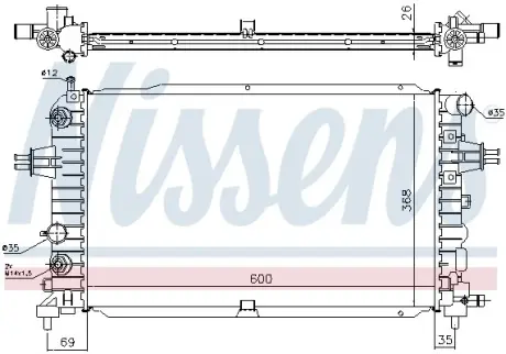 Радиатор охлаждения двигателя nissens 630768 Опель Зафира б