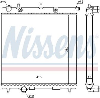 Радиатор охлаждения двигателя nissens 63505 на Ситроен С3