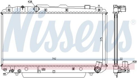 Радиатор охлаждения двигателя nissens 64638A