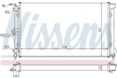 Радиатор охлаждения двигателя nissens 651111 Фольксваген Пассат б2