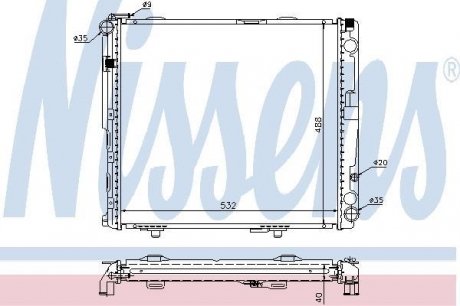 Радиатор охлаждения MERCEDES E-CLASS W 124 (84-) (пр-во) nissens 62696A