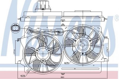 Вентилятор двигателя FORD FOCUS I (CAK) (98-) (пр-во) nissens 85215