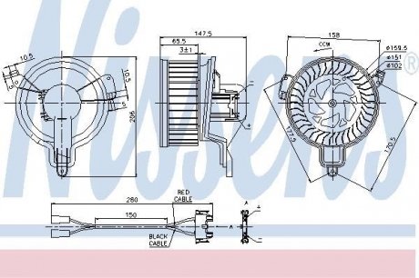 Вентилятор кабiни кондиц. nissens 87 048 на Пежо 306