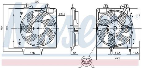 Вентилятор охлаждения радиатора nissens 850087 на Ситроен С3