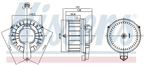 Вентилятор опалювача салону nissens 87670
