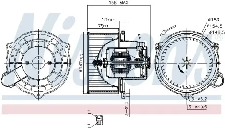 Вентилятор отопителя nissens 87234 Hyundai