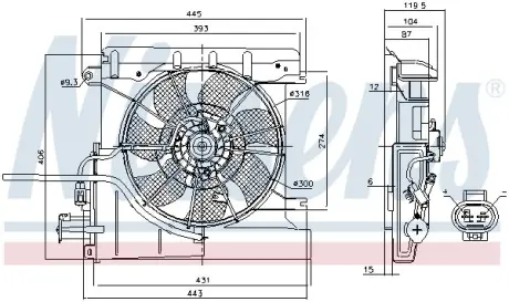Вентилятор радіатора nissens 85939 Пежо 107