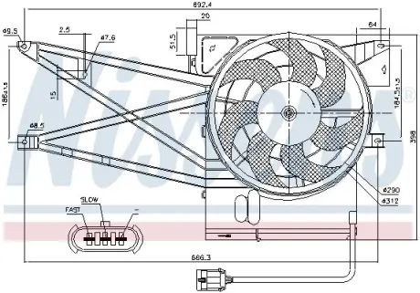 Вентилятор радиатора OPEL VECTRA B (95-) 1.6-2.0 (пр-во) nissens 85017 Опель Вектра б