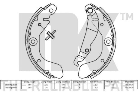 Колодки ручного (стоячого) гальма nk 2736857
