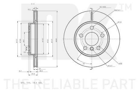 Вентильований гальмівний диск nk 3115125