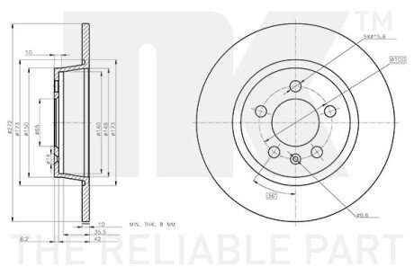 Диск гальмівний невентильований nk 3147172