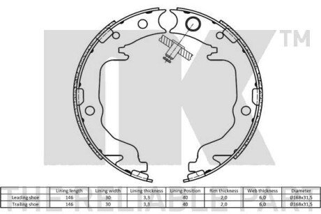 Колодки ручного (стоячого) тормоза nk 2793799