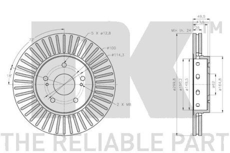 Вентилируемый тормозной диск nk 205233