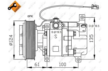 Компресор кондиціонера NRF 32233 Мазда 3 bk