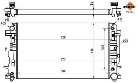 Радиатор охлаждения двигателя nrf 53833A на Мерседес Спринтер 906