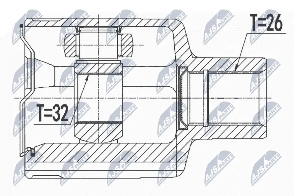 Комплект шарніру приводного валу внутр правий CHEVROLET EPICA, DAEWOO EVANDA (вир-во NTY) NTY NPWDW007