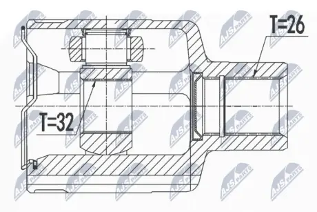Комплект шарніру приводного валу внутр правий CHEVROLET EPICA, DAEWOO EVANDA (вир-во NTY) NTY NPWDW007