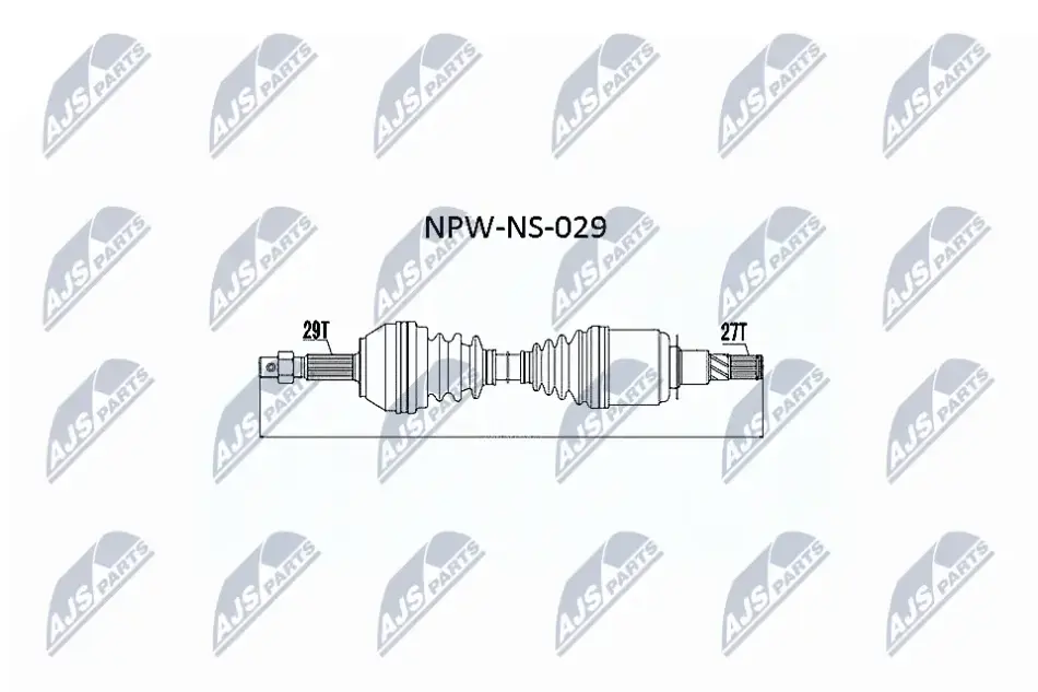 Піввісь перед. Nissan Navara, Np300 Navara, Pathfinder III 2.5D 11.01- NTY NPWNS029 (фото 1)