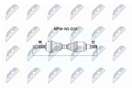Піввісь перед. Nissan Navara, Np300 Navara, Pathfinder III 2.5D 11.01- NTY NPWNS029