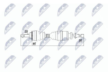 Піввісь права (+ABS) Renault Kangoo/Megane/Scenic 23z-85mm-26z ABS nty NPW-RE-018