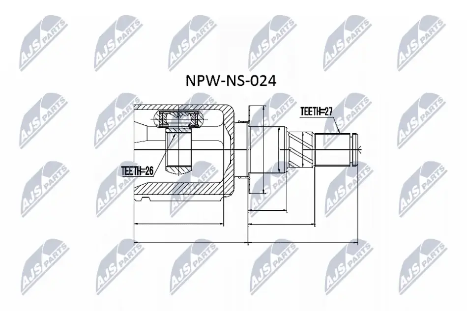 Шрус (граната) внутрішній-зовнішній NTY NPW-NS-024 (фото 1)