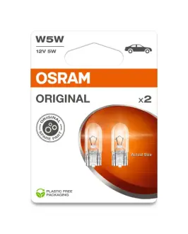 Лампа допоміжн. освітлення W5W 12V 5W W2,1X9, 5d ORIGINAL (2 шт) blister eco-упаковка (вир-во OSRAM) Osram 28252BL