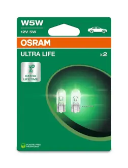 Лампа розжарювання W5W 12V 5W W2,1x9,5d Ultra Life (компл.) есо-упаковка (вир-во OSRAM) Osram 2825ULT2BL