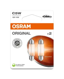 Лампа софітна допоможе. освітлення C5W 12V 5W SV8.5-8 (2 шт) blister (вир-во OSRAM) Osram 6418-2BL