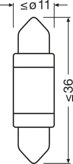 Комплект ламп (2шт.) 6418DWP-1BL 0,6W 12V SV8.5-8 5X1 2B osram 6418DWP1BL