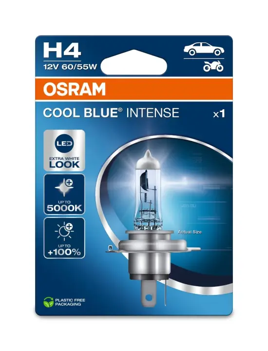 Лампа фарна H4 12V 60/55W P43t COOL BLUE INTENSE Next Gen blister 1шт eco-упаковка (вир-во OSRAM) Osram 64193CBN1BL (фото 1)