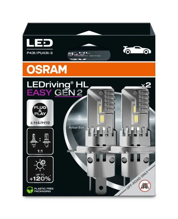 LED лампочка (Набір 2шт) LED 12В 24/22Вт P43T без гомологічного сертифікату LEDriving HL EASY GEN 2, білий 6500K osram 64193DWESY22HB