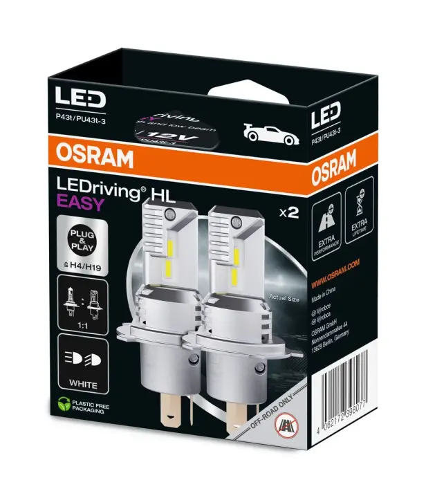 Лампа світлодіодна LED H4/H19 LEDriving HL EASY 12V 6500К (комплект 2 шт.) eco-упак. (вир-во OSRAM) osram 64193DWESY-2HB