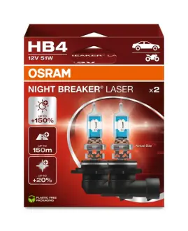 Лампа (Набір 2шт) HB4 12В 51Вт P22D (EN) up to 150% greater brightness (EN) up to 150m light beam (EN) up to 20% whiter light Night Breaker Laser, Білий osram 9006NL2HB Ниссан Максима а32