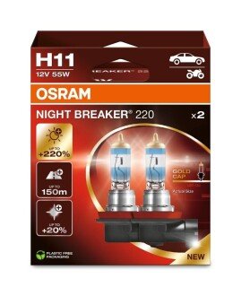 (к/т 2 шт) Автолампа Night Breaker 220 (H11 55W 12V PGJ19-2) osram 64211NB2202HB