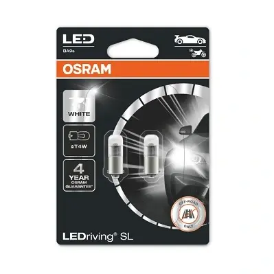 (к/т 2 шт) Лампа светодиодная LED (1W 12V BA9S T4W 4000K) osram 3893DWP-02B