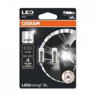 (к/т 2 шт) Лампа светодиодная LED (1W 12V BA9S T4W 4000K) osram 3893DWP-02B на Ягуар Xj