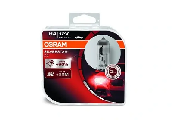 Лампа фарна H4 12v 60/55w P43t Silverstar (+50%) Hard DUOPET (2 шт.) (вир-во OSRAM) osram 64193SV2-HCB