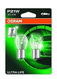 Лампа накаливания P21W 12V 21W BA15s Ultra Life (компл.) (пр-во) osram 7506ULT-02B