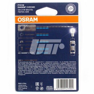 Лампа накаливания PY21W 12V 21W BAU15s DIADEM Chrome (2шт blister) osram 7507DC02B