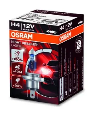 Лампа Night Breaker Laser H4 12V 60/55W 4300K +130% (упаковка картон) osram 64193NBL