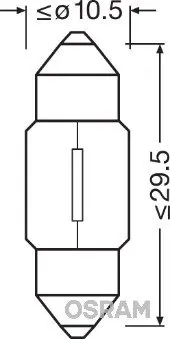Лампа софитная вспомогат. освещения C10W 12V 10W SV8.5-8 (пр-во OSRAM) Osram 6438 (фото 1)