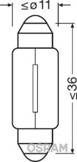 Лампа софитная вспомогат. освещения C10W 12V 10W SV8.5-8 (пр-во OSRAM) Osram 6461