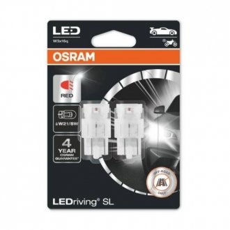 Лампа светодиодная LED W21/5W 12V 3W W3X16Q LEDriving SL (blister 2шт) красная osram 7515DRP02B