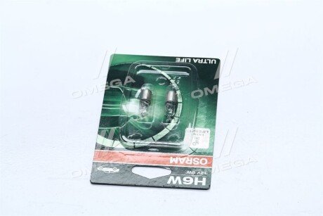 Лампа вспомогат. освещения H6W 12V 6W BAX9s Ultra Life (Blister 2шт) osram 64132ULT02B