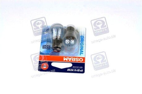 Лампа вспомогат. освещения Р21/4W 12V 21/4W ВАZ15d (2 шт) blister osram 722502B