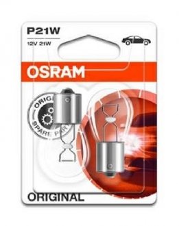 Лампа вспомогат. освещения Р21W 12V 21W ВА15s (2 шт) blister (пр-во) osram 7506-02B
