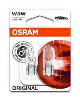 Лампа вспомогат. освещения W3W 12V 3W W2,1x9,5d (2 шт) blister (пр-во) osram 2821-02B