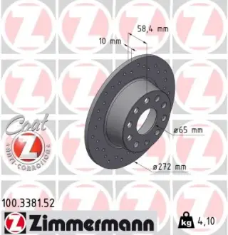 Перфорированный тормозной диск otto zimmermann gmbh 100338152