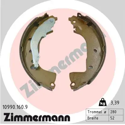Колодки ручного (стоячого) тормоза otto zimmermann gmbh 109901609